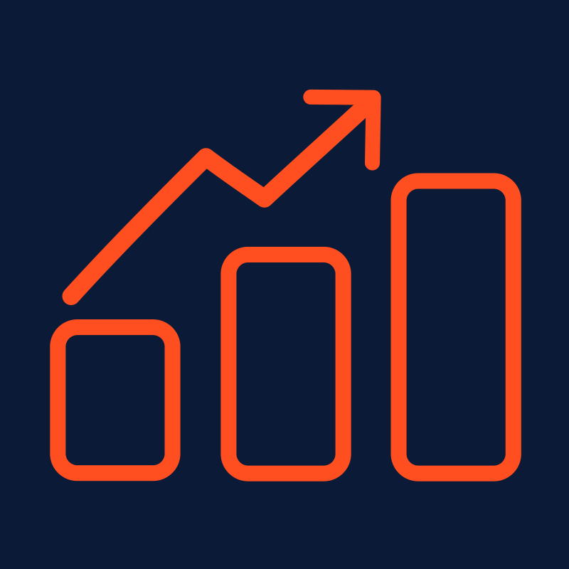 Outlined chart showing growth