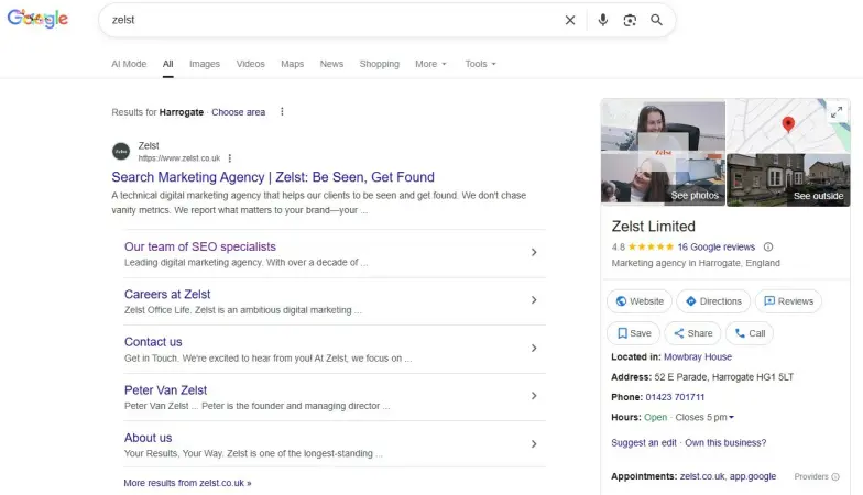 Zero-click search knowledge panel.